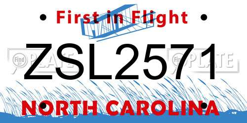 ZSL2571 North Carolina License Plate