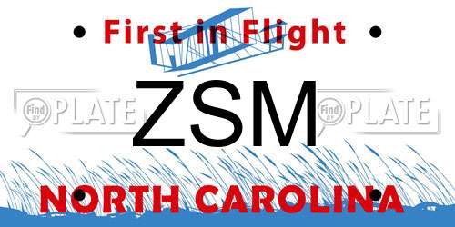 ZSM North Carolina License Plate