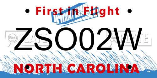 ZSO02W North Carolina License Plate