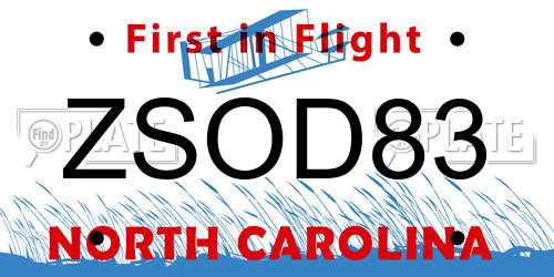 ZSOD83 North Carolina License Plate