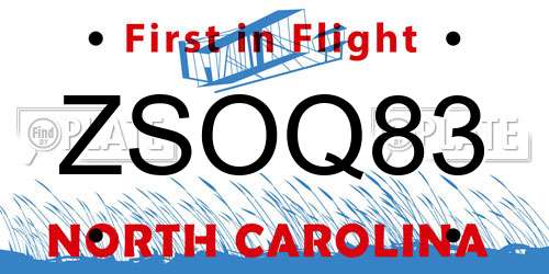 ZSOQ83 North Carolina License Plate