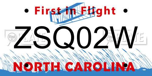 ZSQ02W North Carolina License Plate