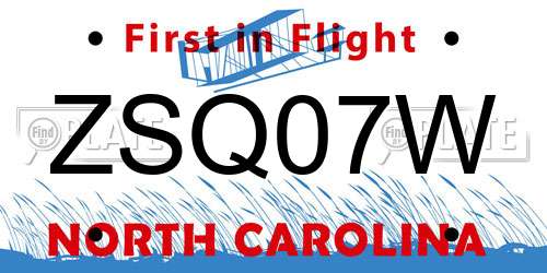 ZSQ07W North Carolina License Plate