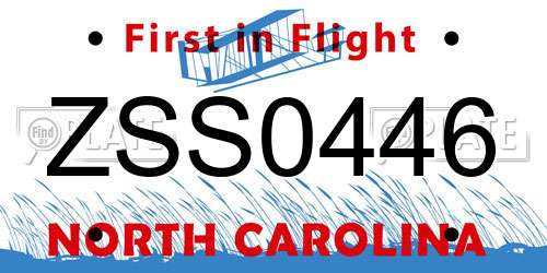 ZSS0446 North Carolina License Plate