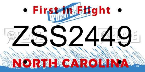 ZSS2449 North Carolina License Plate