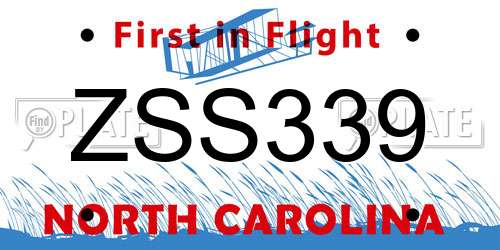 ZSS339 North Carolina License Plate