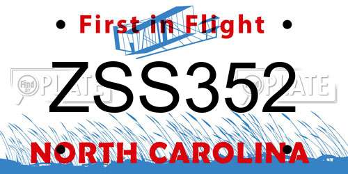 ZSS352 North Carolina License Plate