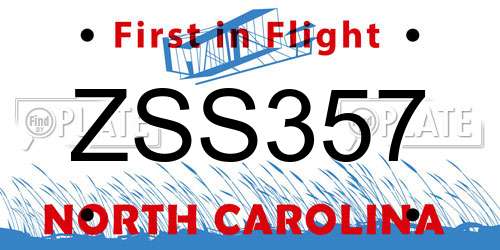 ZSS357 North Carolina License Plate