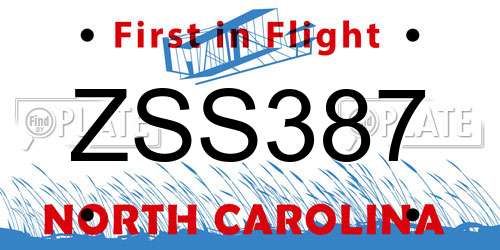 ZSS387 North Carolina License Plate