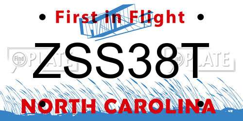 ZSS38T North Carolina License Plate