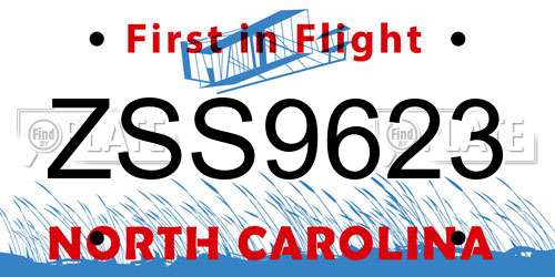 ZSS9623 North Carolina License Plate