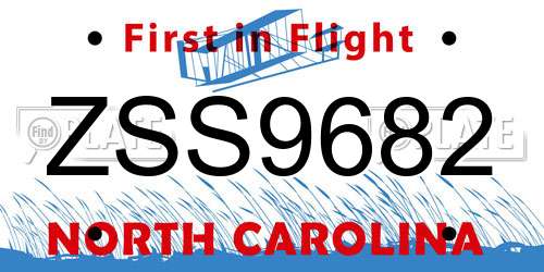 ZSS9682 North Carolina License Plate