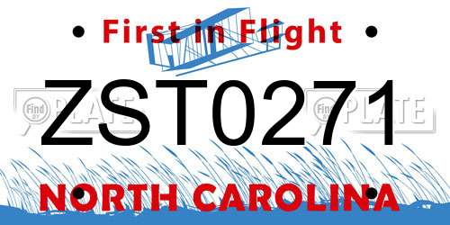 ZST0271 North Carolina License Plate