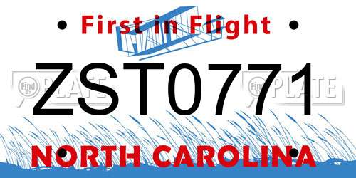 ZST0771 North Carolina License Plate