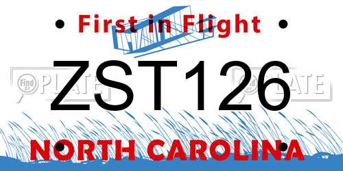 ZST126 North Carolina License Plate