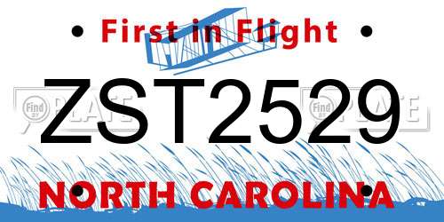 ZST2529 North Carolina License Plate