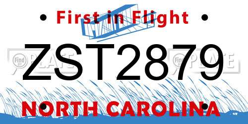 ZST2879 North Carolina License Plate