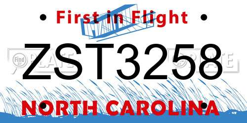 ZST3258 North Carolina License Plate