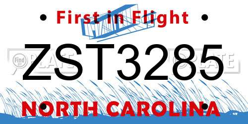 ZST3285 North Carolina License Plate