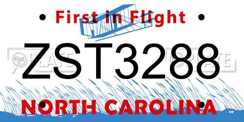 ZST3288 North Carolina License Plate