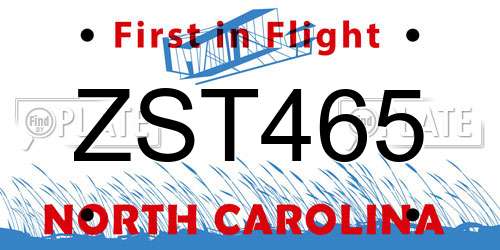 ZST465 North Carolina License Plate