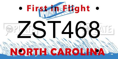 ZST468 North Carolina License Plate