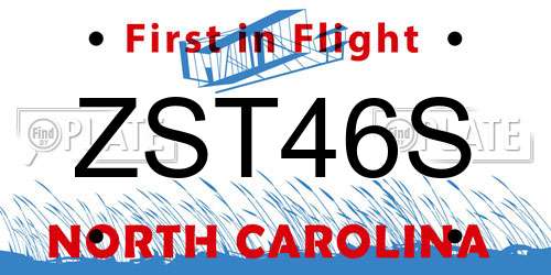 ZST46S North Carolina License Plate