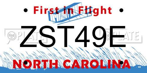 ZST49E North Carolina License Plate
