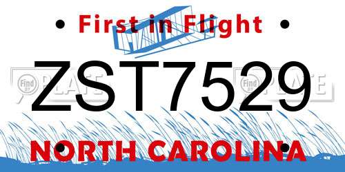 ZST7529 North Carolina License Plate