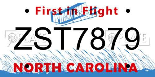 ZST7879 North Carolina License Plate