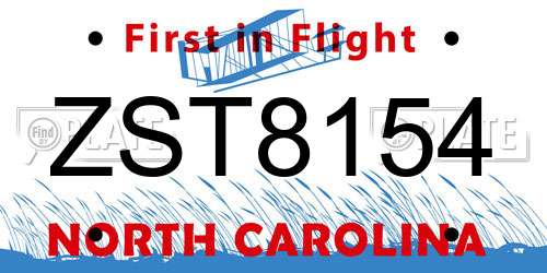 ZST8154 North Carolina License Plate