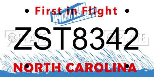ZST8342 North Carolina License Plate