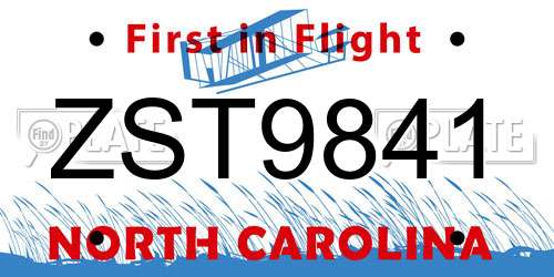 ZST9841 North Carolina License Plate