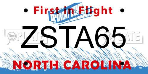 ZSTA65 North Carolina License Plate