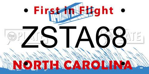 ZSTA68 North Carolina License Plate