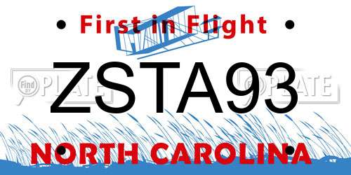ZSTA93 North Carolina License Plate