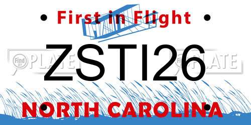 ZSTI26 North Carolina License Plate