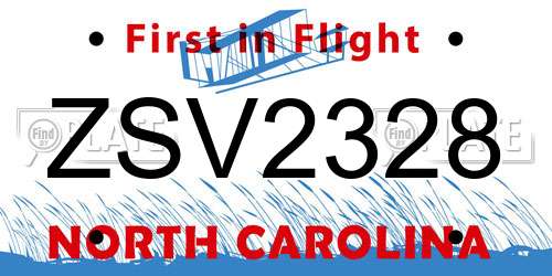 ZSV2328 North Carolina License Plate