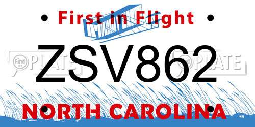 ZSV862 North Carolina License Plate