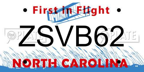 ZSVB62 North Carolina License Plate