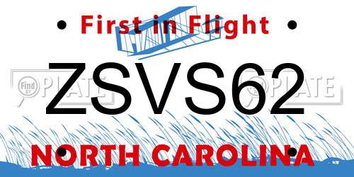 ZSVS62 North Carolina License Plate