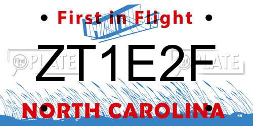 ZT1E2F North Carolina License Plate