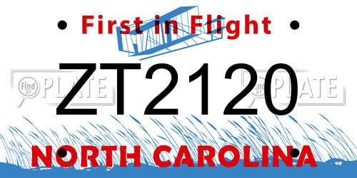 ZT2120 North Carolina License Plate