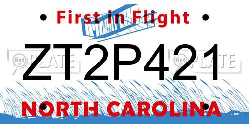 ZT2P421 North Carolina License Plate