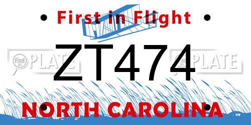 ZT474 North Carolina License Plate