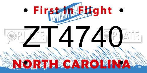 ZT4740 North Carolina License Plate
