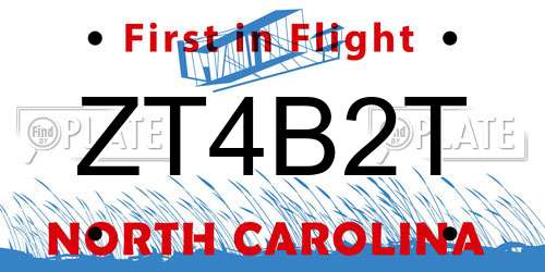 ZT4B2T North Carolina License Plate