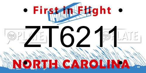 ZT6211 North Carolina License Plate