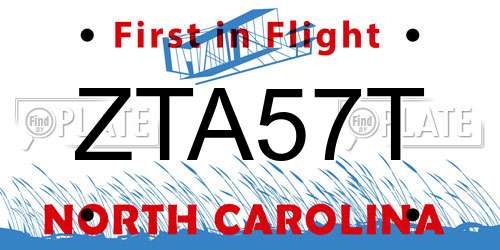 ZTA57T North Carolina License Plate