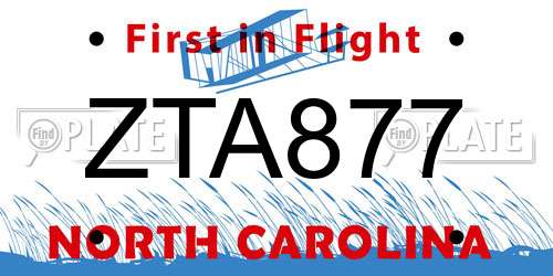 ZTA877 North Carolina License Plate